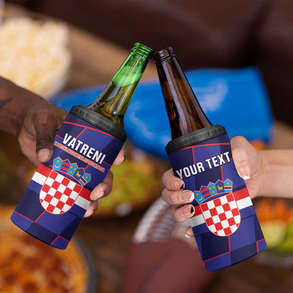Custom Croatia Football 4 in 1 Can Cooler Tumbler Come On Vatreni Checkerboard Style