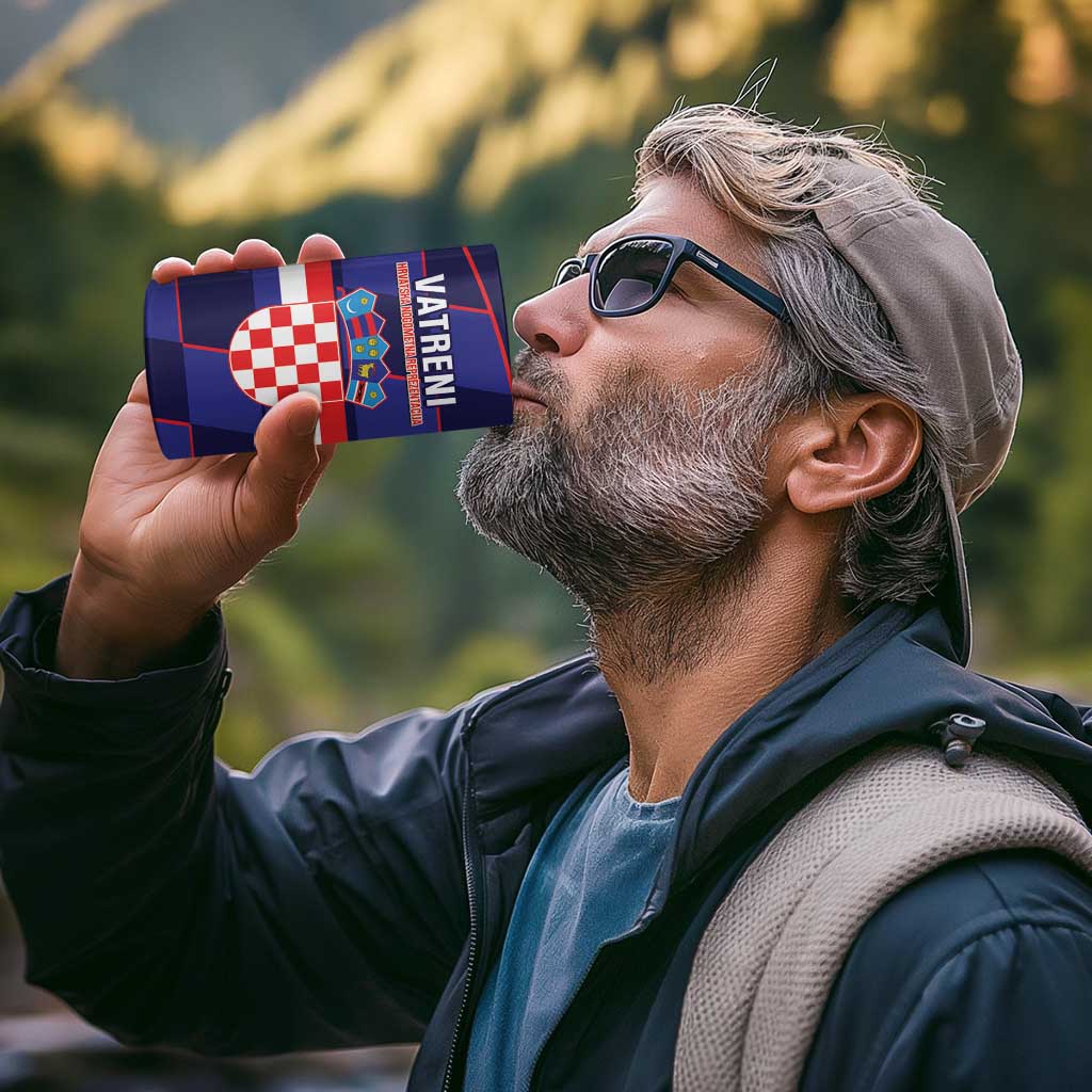 Custom Croatia Football 4 in 1 Can Cooler Tumbler Come On Vatreni Checkerboard Style