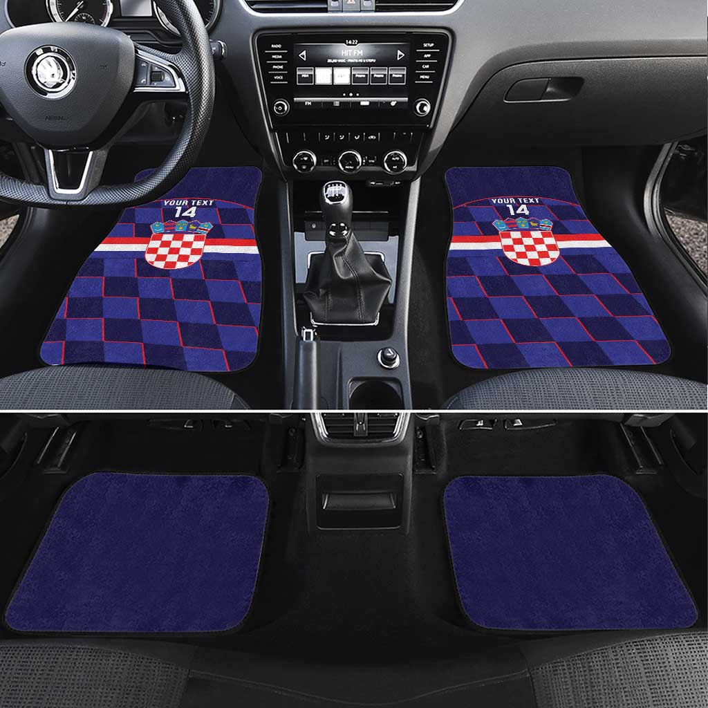 Custom Croatia Football Car Mats Come On Vatreni Checkerboard Style