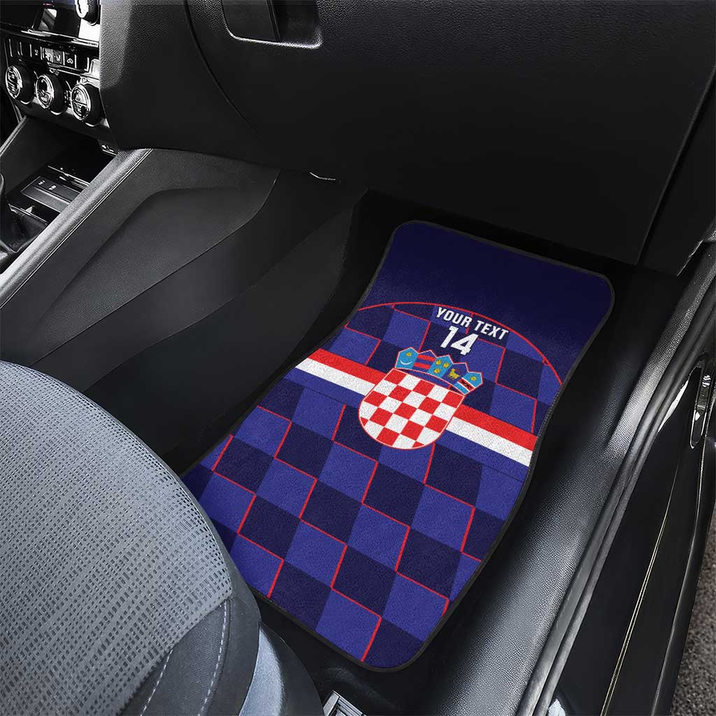 Custom Croatia Football Car Mats Come On Vatreni Checkerboard Style