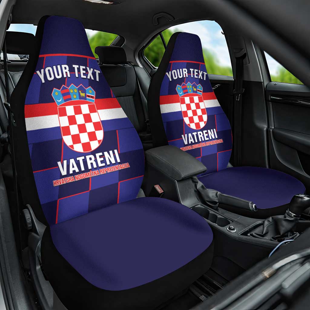 Custom Croatia Football Car Seat Cover Come On Vatreni Checkerboard Style