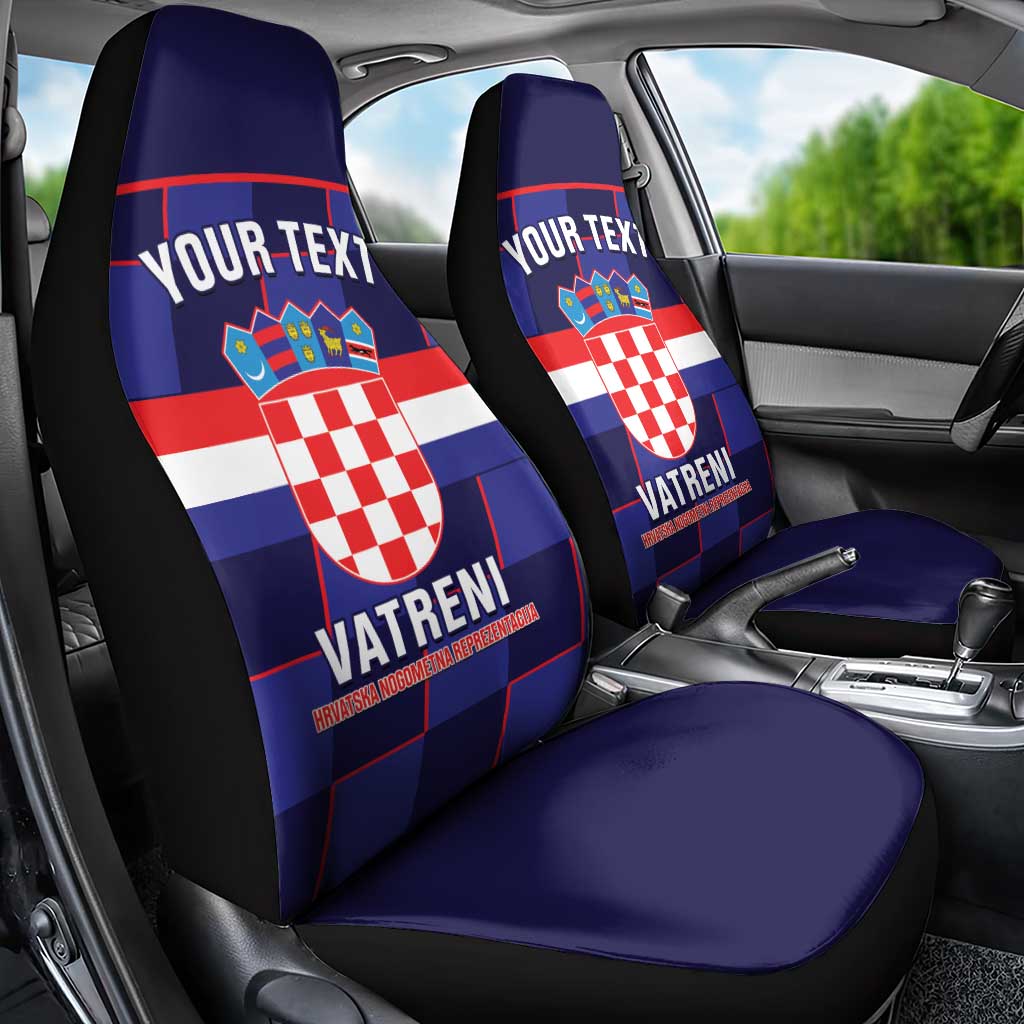 Custom Croatia Football Car Seat Cover Come On Vatreni Checkerboard Style