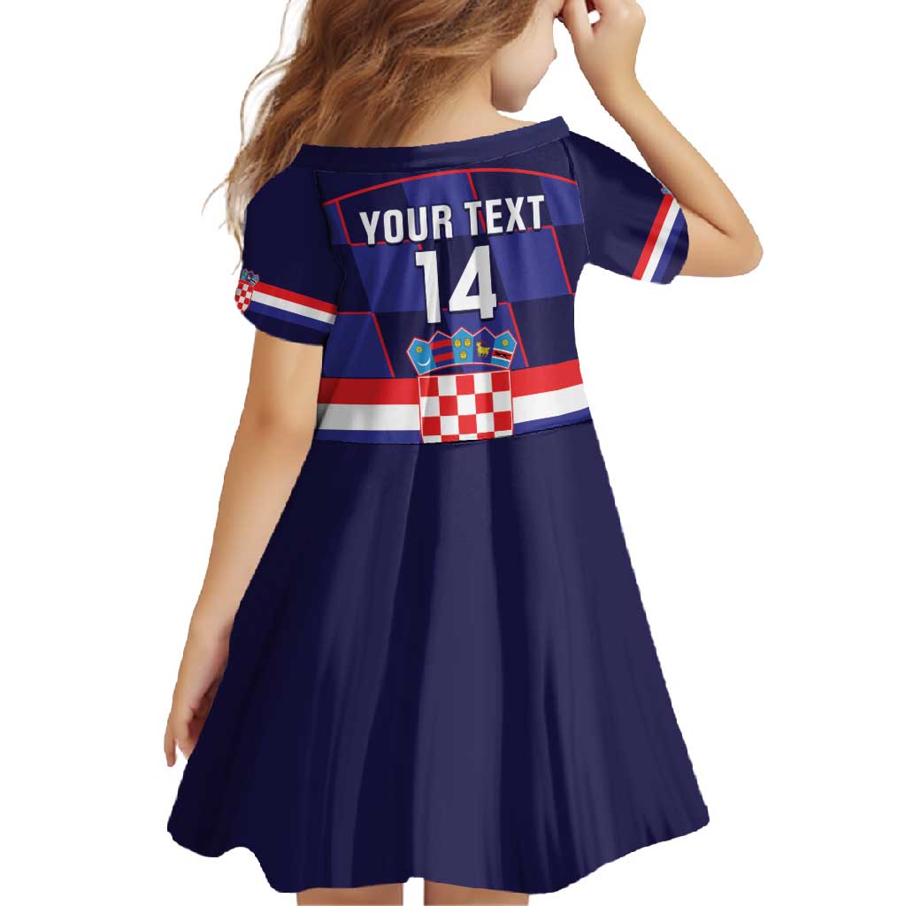 Custom Croatia Football Family Matching Long Sleeve Bodycon Dress and Hawaiian Shirt Come On Vatreni Checkerboard Style