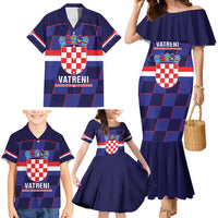 Custom Croatia Football Family Matching Mermaid Dress and Hawaiian Shirt Come On Vatreni Checkerboard Style