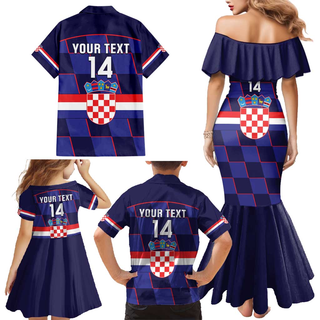 Custom Croatia Football Family Matching Mermaid Dress and Hawaiian Shirt Come On Vatreni Checkerboard Style