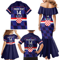 Custom Croatia Football Family Matching Mermaid Dress and Hawaiian Shirt Come On Vatreni Checkerboard Style