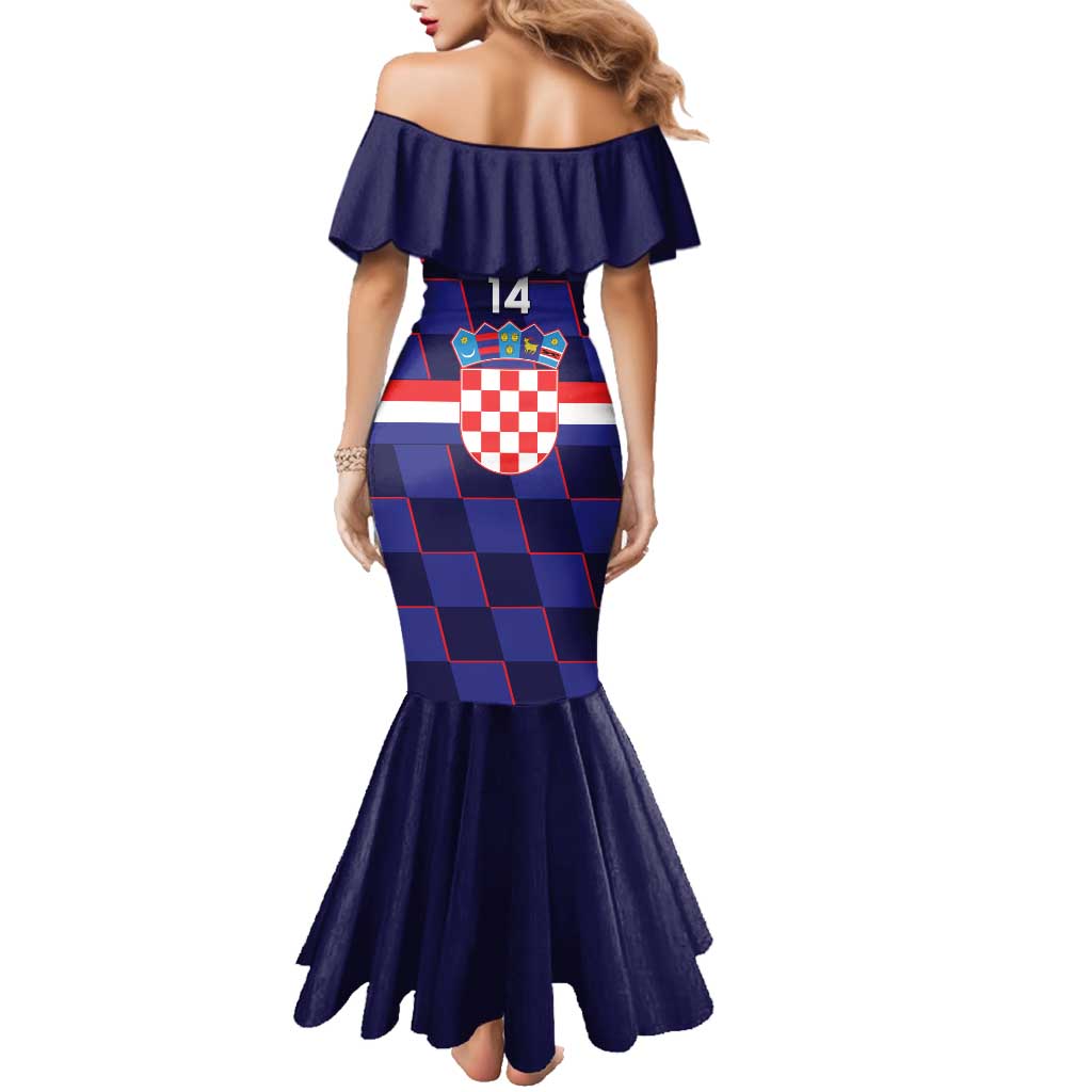 Custom Croatia Football Family Matching Mermaid Dress and Hawaiian Shirt Come On Vatreni Checkerboard Style
