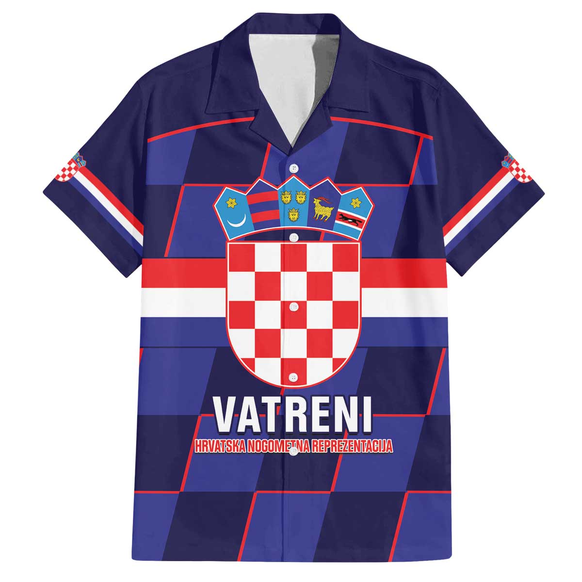 Custom Croatia Football Family Matching Off The Shoulder Long Sleeve Dress and Hawaiian Shirt Come On Vatreni Checkerboard Style