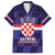 Custom Croatia Football Family Matching Off The Shoulder Long Sleeve Dress and Hawaiian Shirt Come On Vatreni Checkerboard Style