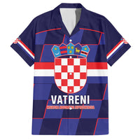 Custom Croatia Football Family Matching Off Shoulder Short Dress and Hawaiian Shirt Come On Vatreni Checkerboard Style