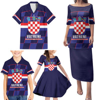 Custom Croatia Football Family Matching Puletasi and Hawaiian Shirt Come On Vatreni Checkerboard Style