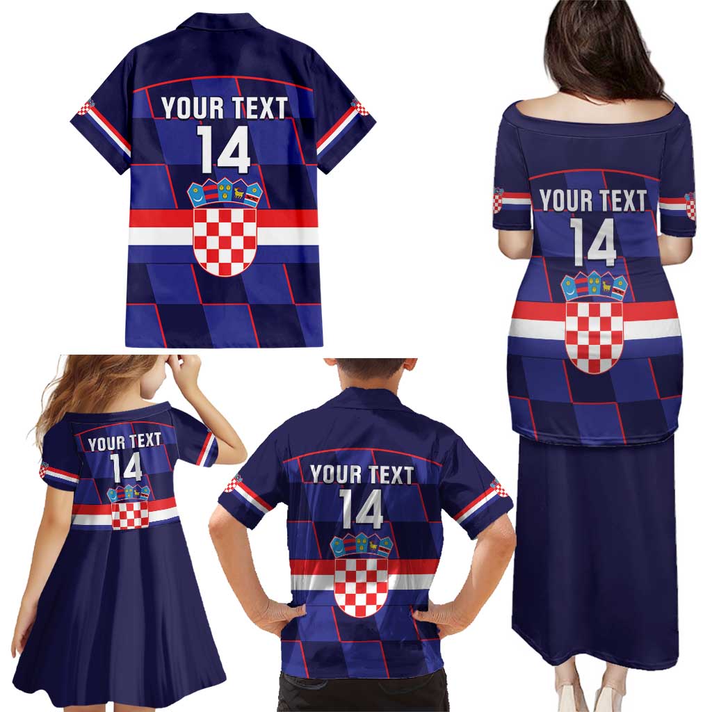 Custom Croatia Football Family Matching Puletasi and Hawaiian Shirt Come On Vatreni Checkerboard Style