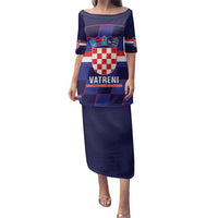 Custom Croatia Football Family Matching Puletasi and Hawaiian Shirt Come On Vatreni Checkerboard Style