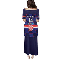 Custom Croatia Football Family Matching Puletasi and Hawaiian Shirt Come On Vatreni Checkerboard Style