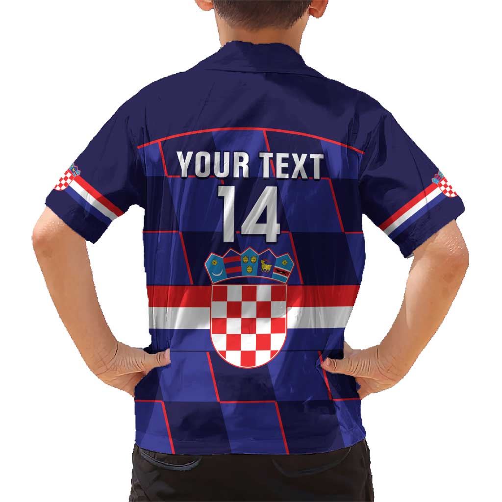 Custom Croatia Football Family Matching Short Sleeve Bodycon Dress and Hawaiian Shirt Come On Vatreni Checkerboard Style