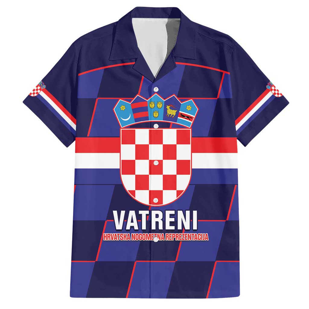 Custom Croatia Football Family Matching Short Sleeve Bodycon Dress and Hawaiian Shirt Come On Vatreni Checkerboard Style