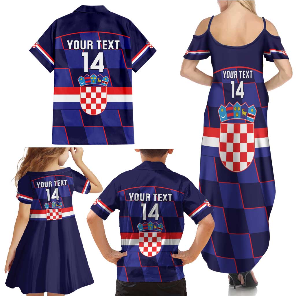 Custom Croatia Football Family Matching Summer Maxi Dress and Hawaiian Shirt Come On Vatreni Checkerboard Style