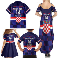 Custom Croatia Football Family Matching Summer Maxi Dress and Hawaiian Shirt Come On Vatreni Checkerboard Style