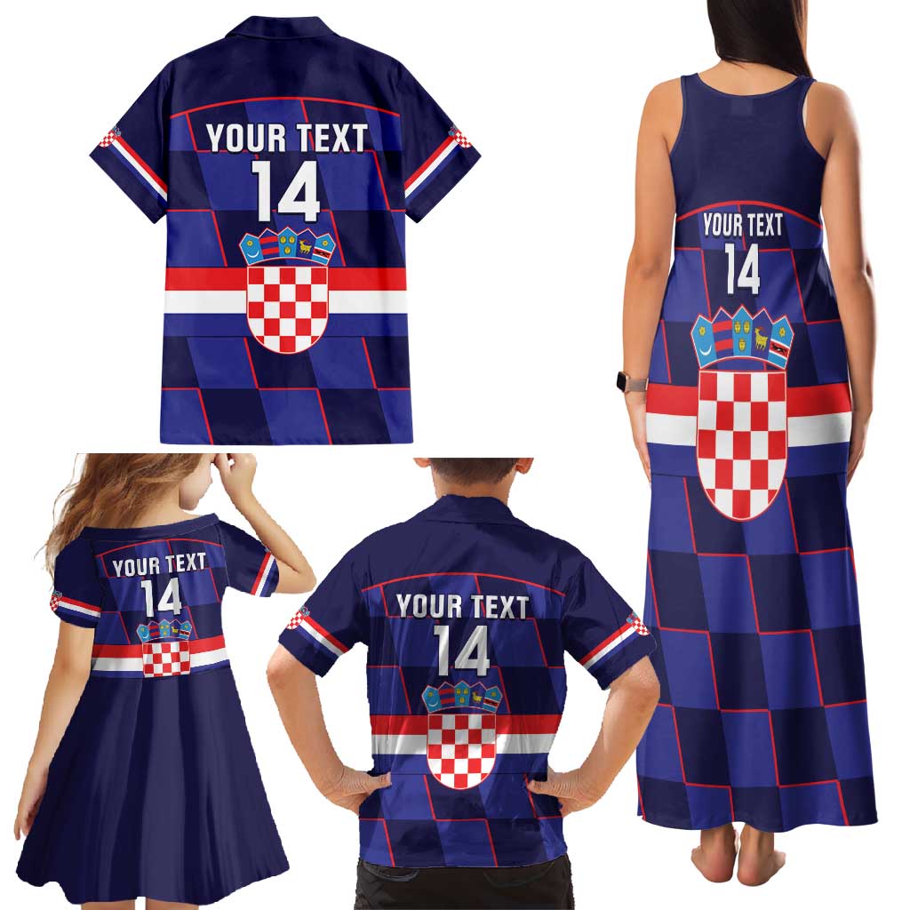 Custom Croatia Football Family Matching Tank Maxi Dress and Hawaiian Shirt Come On Vatreni Checkerboard Style