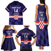 Custom Croatia Football Family Matching Tank Maxi Dress and Hawaiian Shirt Come On Vatreni Checkerboard Style