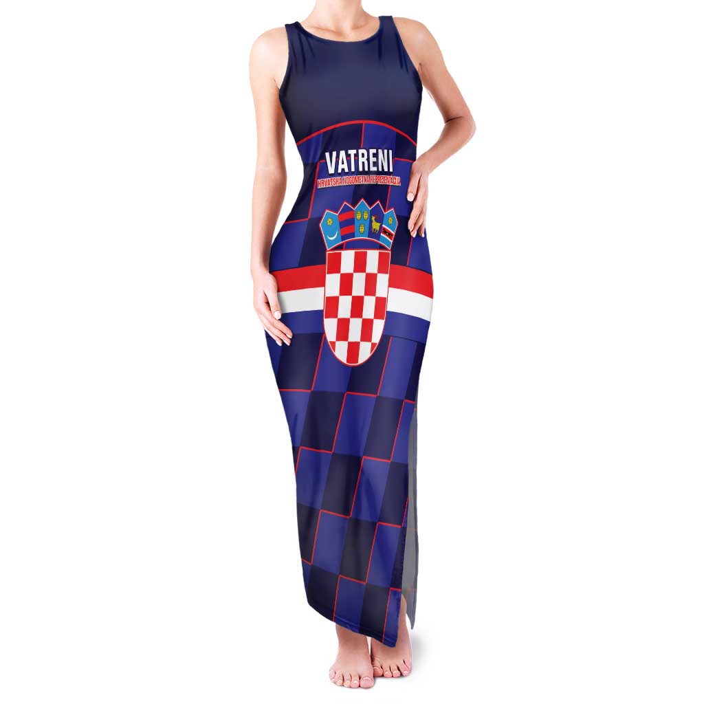 Custom Croatia Football Family Matching Tank Maxi Dress and Hawaiian Shirt Come On Vatreni Checkerboard Style