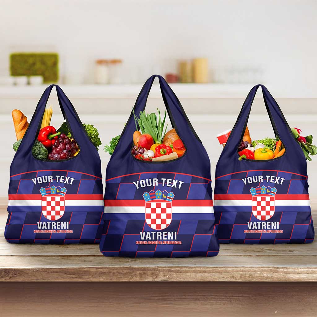 Custom Croatia Football Grocery Bag Come On Vatreni Checkerboard Style