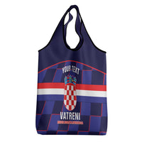 Custom Croatia Football Grocery Bag Come On Vatreni Checkerboard Style