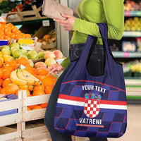 Custom Croatia Football Grocery Bag Come On Vatreni Checkerboard Style