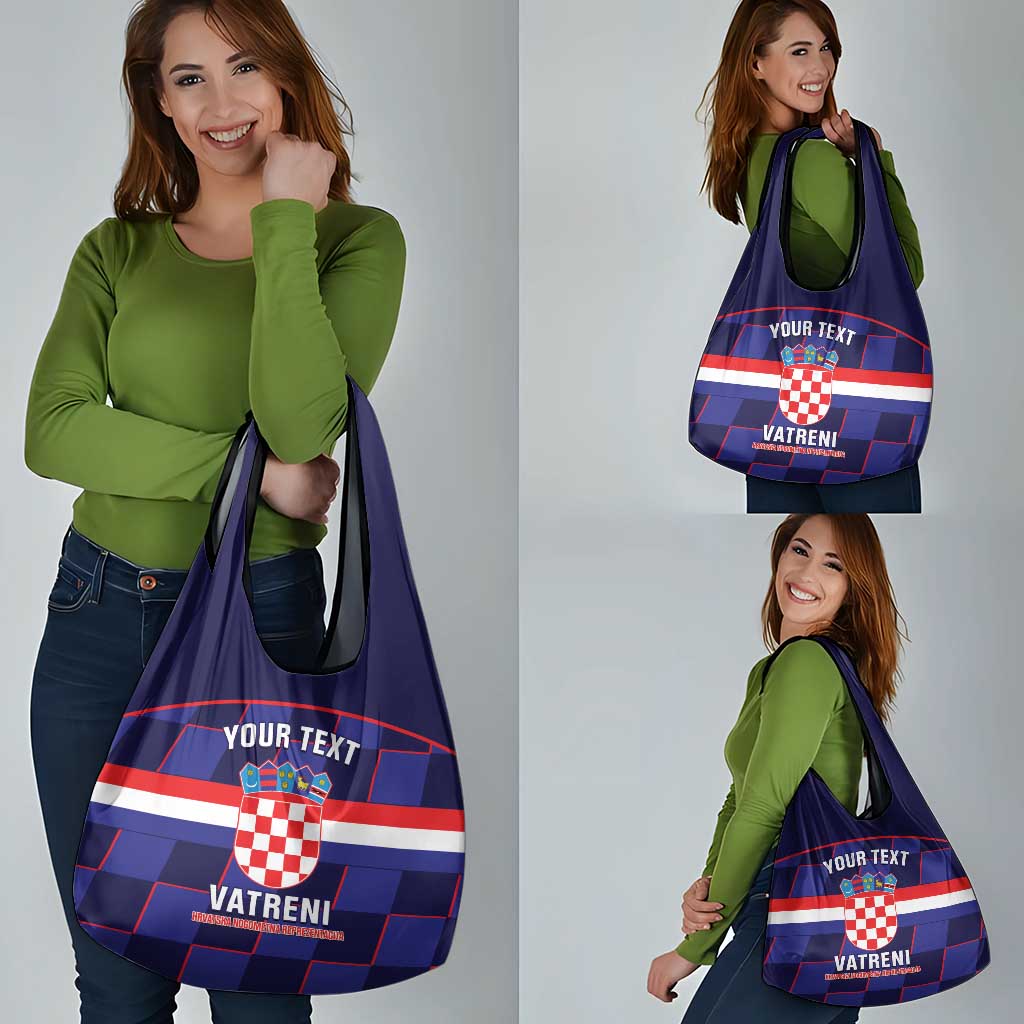 Custom Croatia Football Grocery Bag Come On Vatreni Checkerboard Style