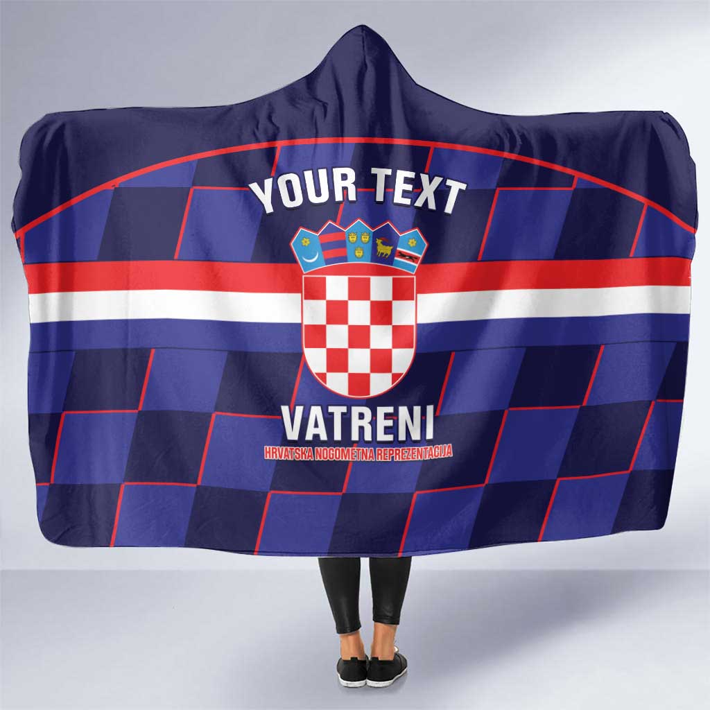 Custom Croatia Football Hooded Blanket Come On Vatreni Checkerboard Style