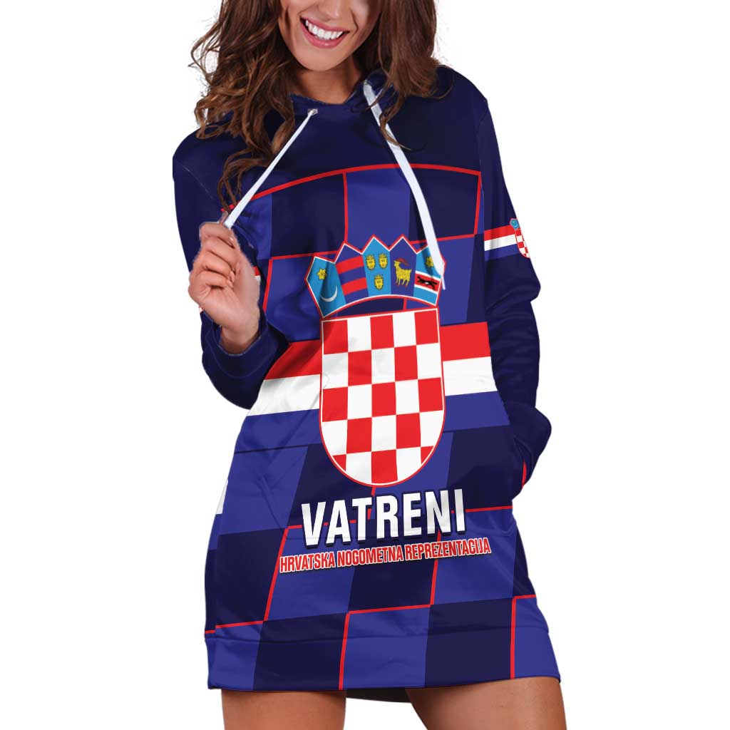 Custom Croatia Football Hoodie Dress Come On Vatreni Checkerboard Style