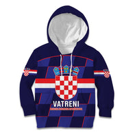 Custom Croatia Football Kid Hoodie Come On Vatreni Checkerboard Style