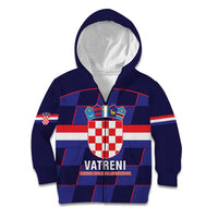 Custom Croatia Football Kid Hoodie Come On Vatreni Checkerboard Style