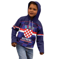 Custom Croatia Football Kid Hoodie Come On Vatreni Checkerboard Style