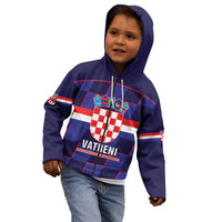 Custom Croatia Football Kid Hoodie Come On Vatreni Checkerboard Style