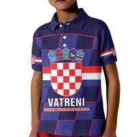 Custom Croatia Football Kid Polo Shirt Come On Vatreni Checkerboard Style