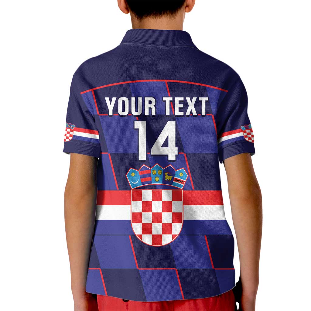 Custom Croatia Football Kid Polo Shirt Come On Vatreni Checkerboard Style