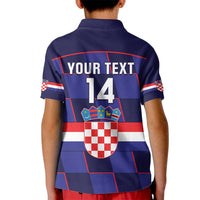 Custom Croatia Football Kid Polo Shirt Come On Vatreni Checkerboard Style