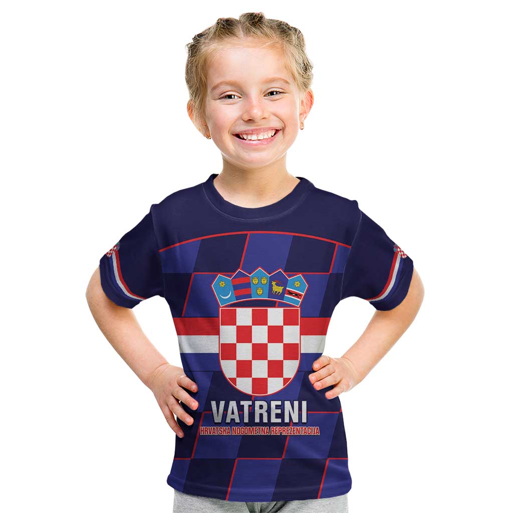 Custom Croatia Football Kid T Shirt Come On Vatreni Checkerboard Style