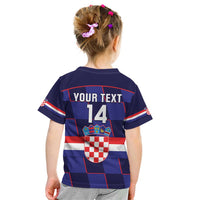 Custom Croatia Football Kid T Shirt Come On Vatreni Checkerboard Style