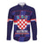 Custom Croatia Football Long Sleeve Button Shirt Come On Vatreni Checkerboard Style