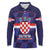 Custom Croatia Football Long Sleeve Polo Shirt Come On Vatreni Checkerboard Style
