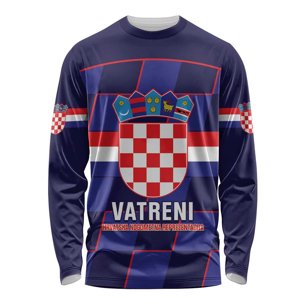 Custom Croatia Football Long Sleeve Shirt Come On Vatreni Checkerboard Style