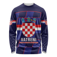 Custom Croatia Football Long Sleeve Shirt Come On Vatreni Checkerboard Style
