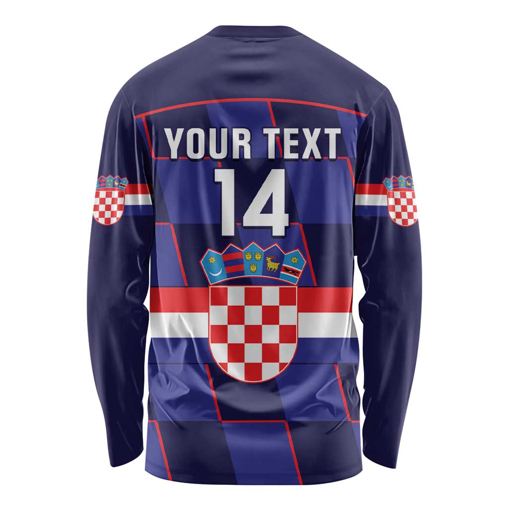Custom Croatia Football Long Sleeve Shirt Come On Vatreni Checkerboard Style