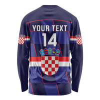 Custom Croatia Football Long Sleeve Shirt Come On Vatreni Checkerboard Style