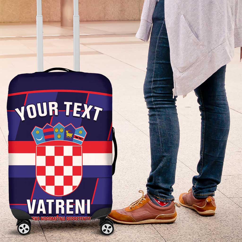 Custom Croatia Football Luggage Cover Come On Vatreni Checkerboard Style