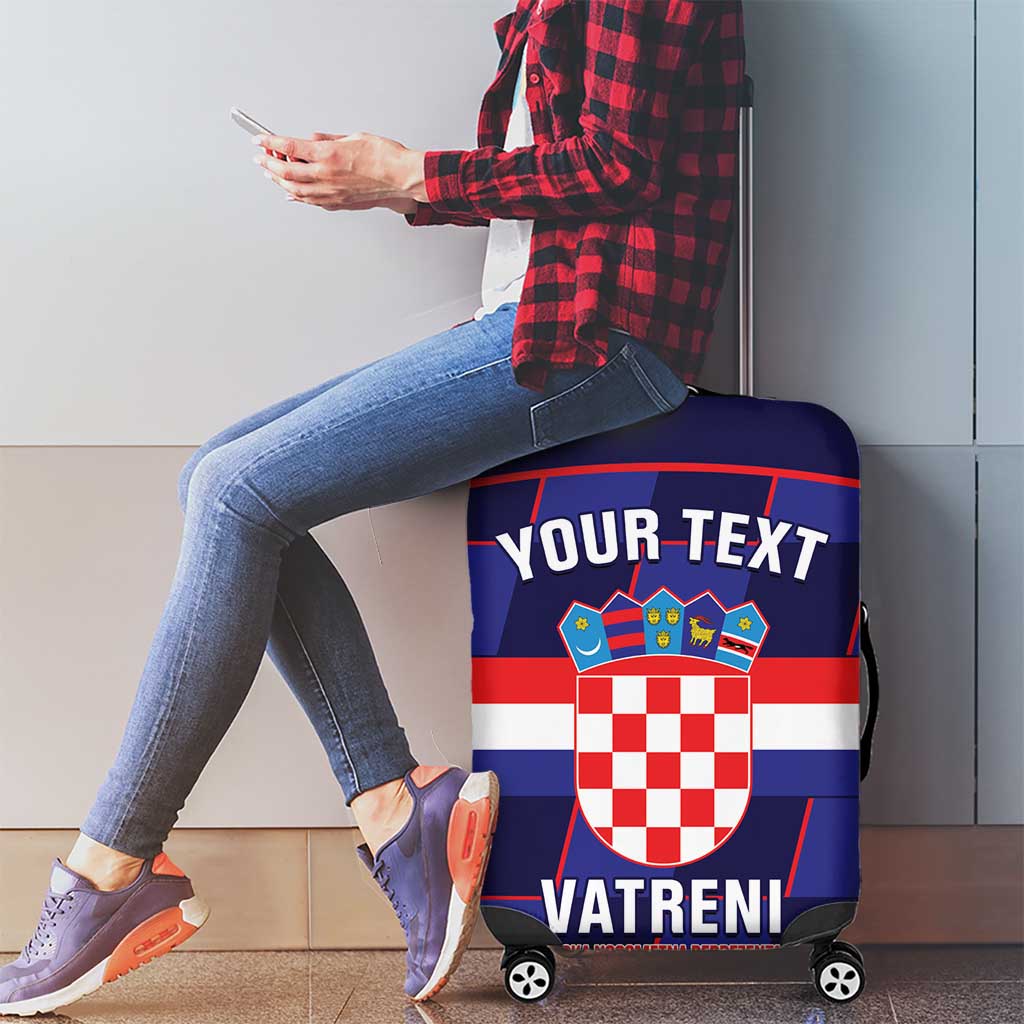 Custom Croatia Football Luggage Cover Come On Vatreni Checkerboard Style
