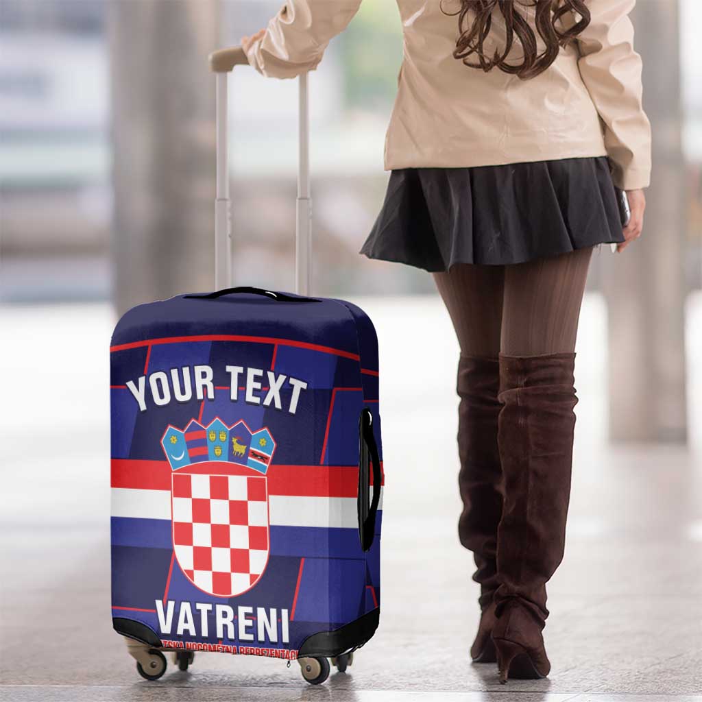 Custom Croatia Football Luggage Cover Come On Vatreni Checkerboard Style