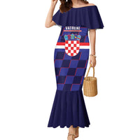 Custom Croatia Football Mermaid Dress Come On Vatreni Checkerboard Style